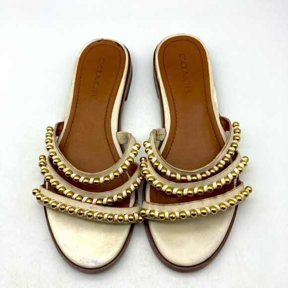 Coach Isa Women’s White Leather Sandals Size 6B - Picture 2 of 9